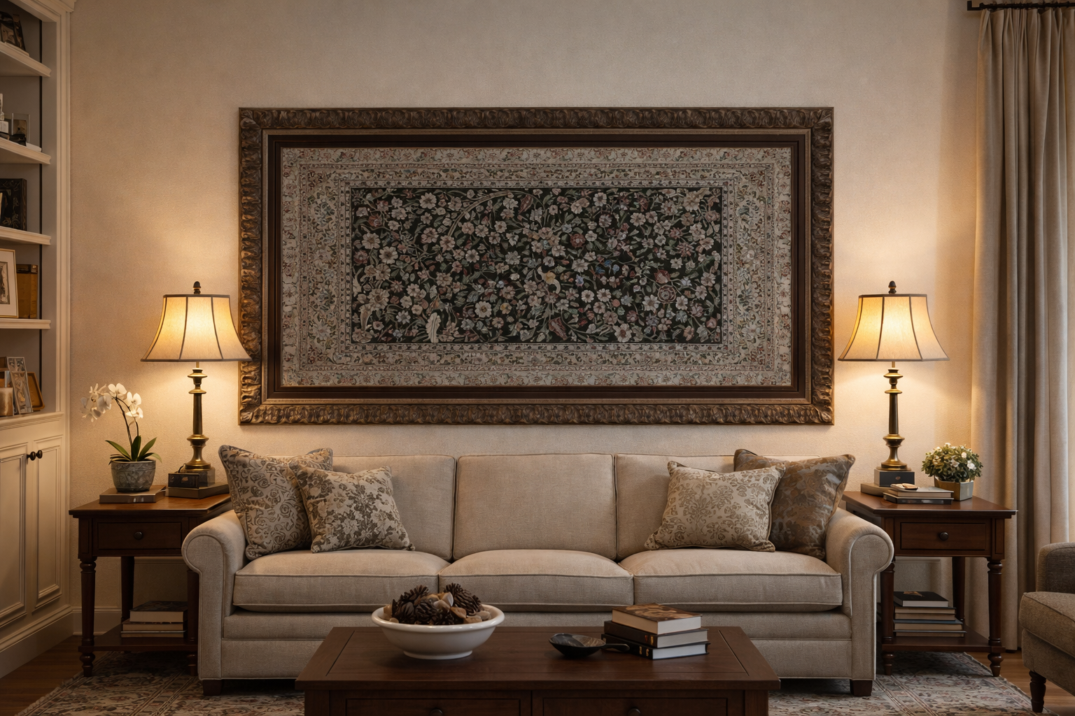 Custom framed rug or tapestry display