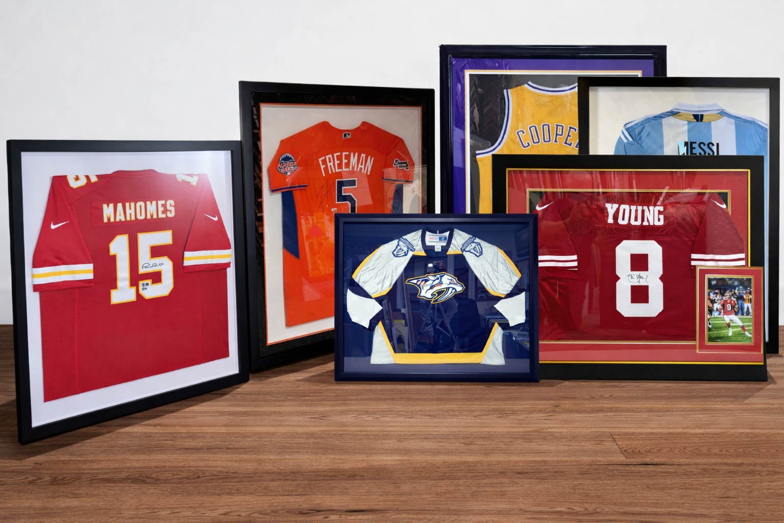 Custom framed signed sports jersey in a shadow box