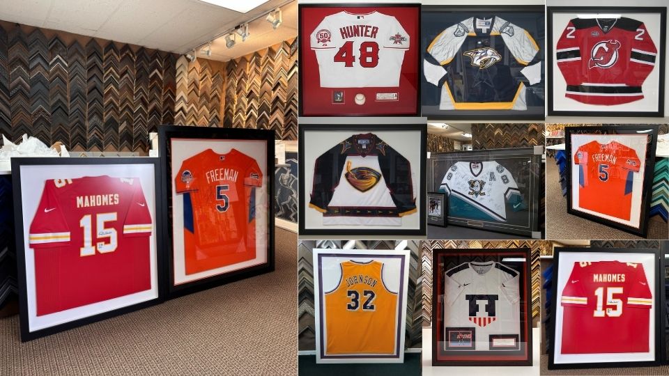 Matching sports memorabilia frames for team or bulk order display
