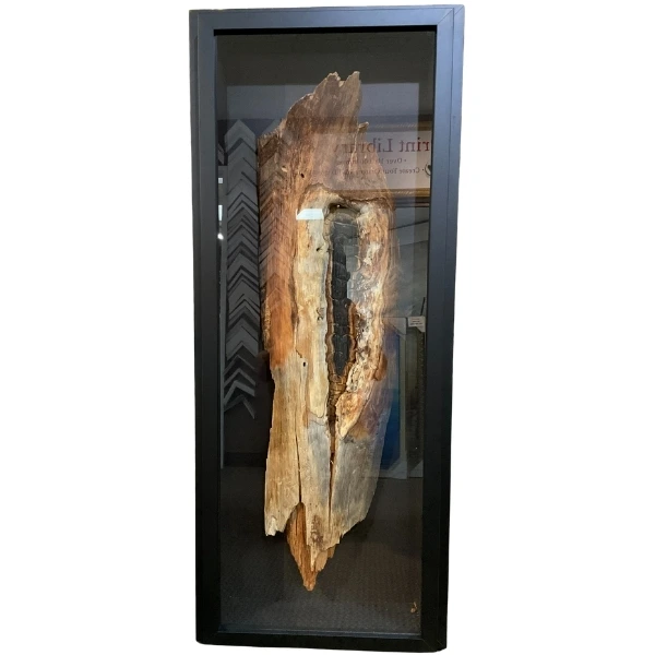 Baseball and cap in a deep shadow box