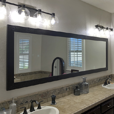 Long Black Frame Vanity Mirror