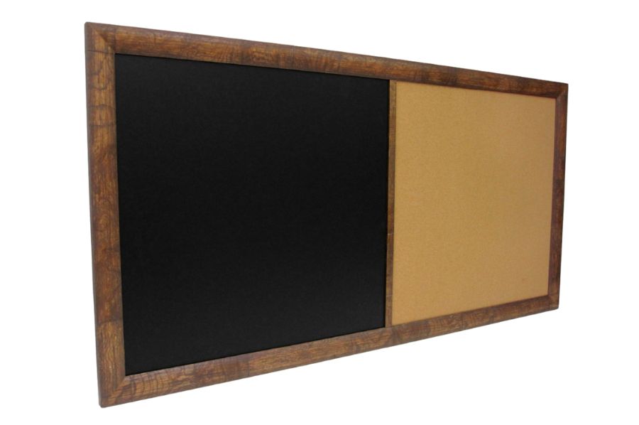 Rustic wood frame chalkboard with deep black surface