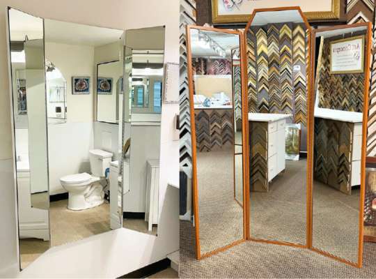 Three-panel dressing mirrors