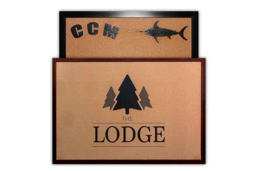 Natural cork bulletin board with oak frame