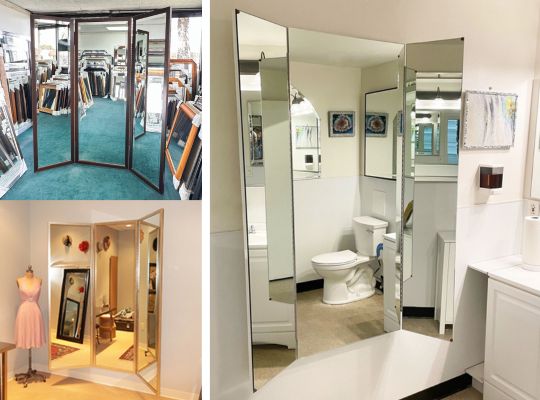 three panel dressing mirrors - wardrobe mirrors - dressing room tri fold mirrors