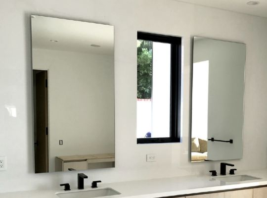 custom frameless bathroom mirrors beveled and flat polished mirrors to your exact size